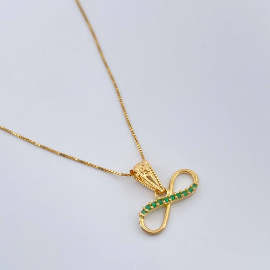 Set Cadena y Dije Veneciana + Infinito 1.35gr / 15 3/4 in / 1mm Oro Amarillo 18K %