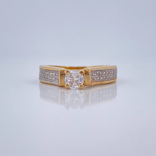 Anillo Solitario 4.3gr / T6 1/2 / Oro Amarillo Oro Blanco  18K &