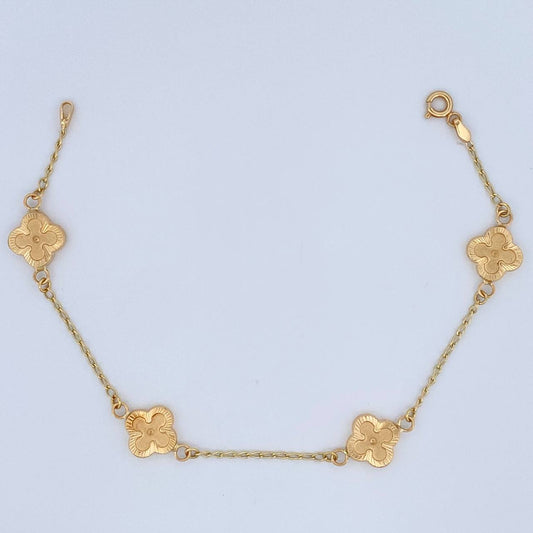 Pulso Trebol Espiga 3.55gr / 7 1/4 in / 2mm Oro Amarillo 18K &