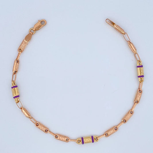 Pulso Rustica Tribal 4gr / 8 1/4 in / 4mm Dos Oros Amarillo Rosa 18K $
