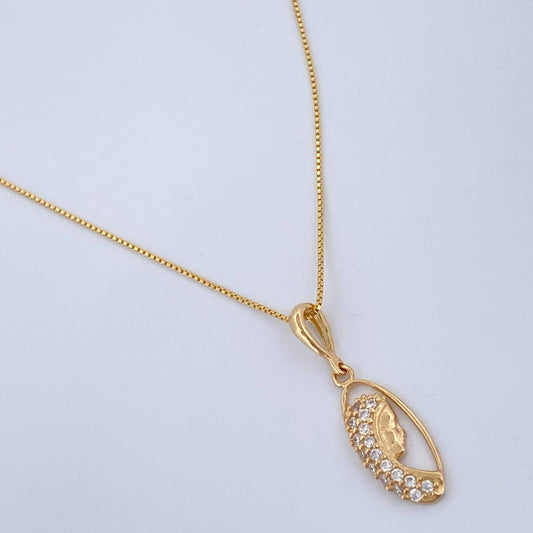 Set Cadena y Dije Veneciana + Virgen Maria 1.7gr / 17 1/2 in / Oro Amarillo 18K $
