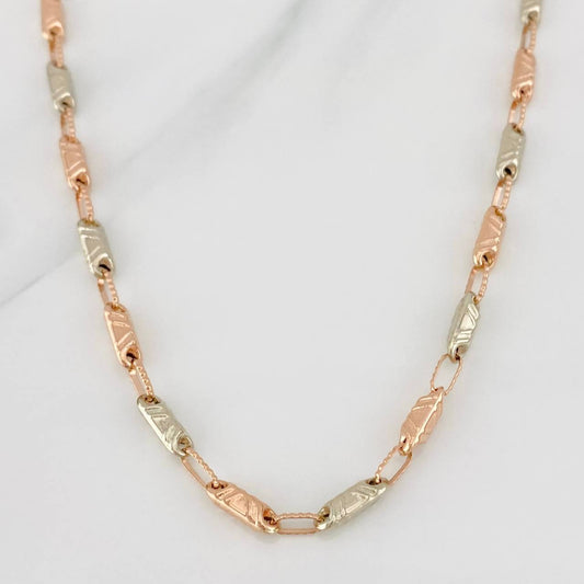 Cadena Rustica 11.75g / 24 in / 3.58mm Dos Oros Blanco Rosa 18K