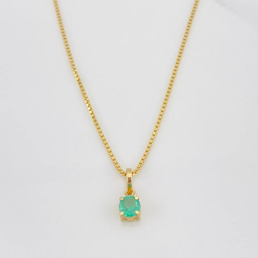 Set Cadena Franco + Dije Tambor Esmeralda 0.39 pts / 3.95g / 18 in Oro Amarillo 18K