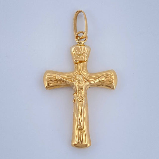 Dije Cruz Cristo Palo 1.3gr / 1 1/2 in / Oro Amarillo 18K $
