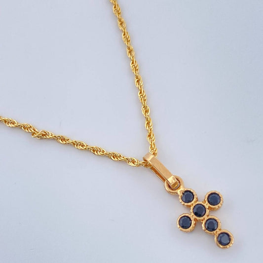 Set Cadena y Dije Lazo + Cruz 1.55gr / 17 3/4 in / 1.15mm Oro Amarillo 18K &