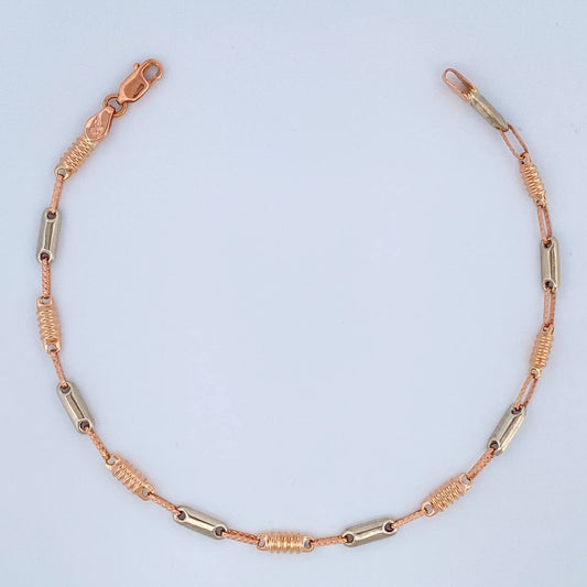 Pulso Rustico Barril 3.7gr / 8 3/4 in / 3.4mm Dos Oros Blanco Rosa 18K %