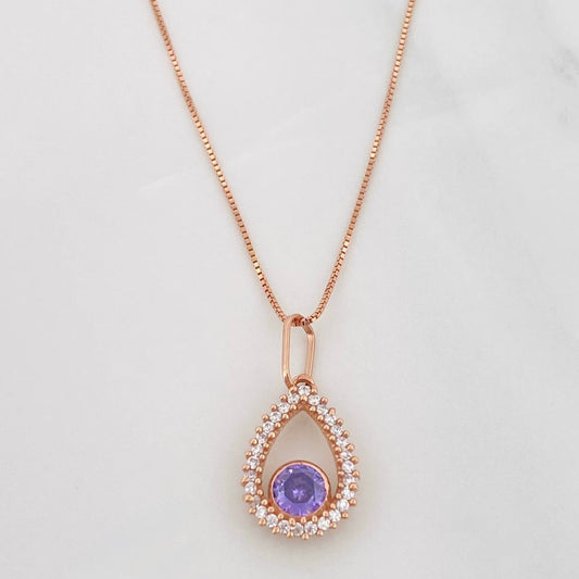 Set Cadena Veneciana + Dije Gota Halo / 2.25g / 18 in Oro Rosa 18K