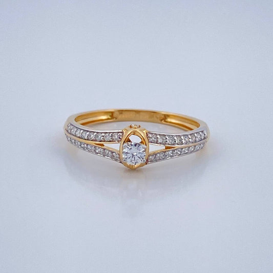 Anillo Churumbela Doble Carril Diamantes 1.75gr / T6 3/4 / Dos Oros Amarillo Blanco 18K %