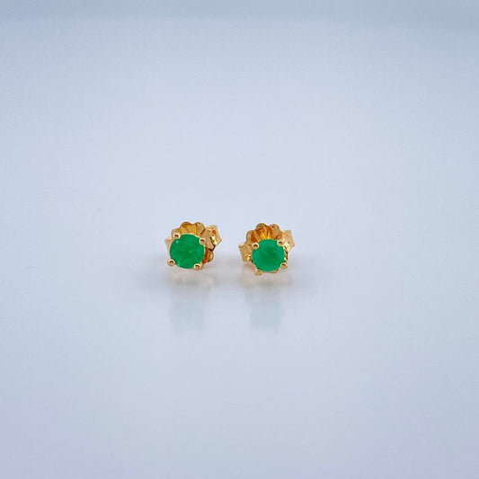 Topos Cuatro Garras Esmeraldas 0.7gr / 2.95mm Oro Amarillo 18K %