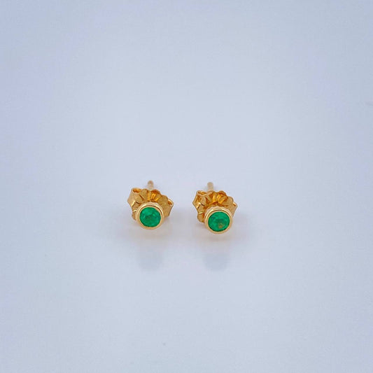 Topos Bisel Esmeraldas 0.85gr / 3.4mm Oro Amarillo 18K %