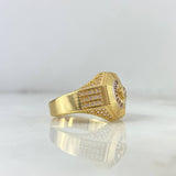 Striped Octagonal Ring 7.25gr / Size 9 1/2 / White Zircons Two-tone Yellow and White Gold Striped Octagonal Ring 7.25gr / Size 9 1/2 / White Zircons Two-tone Yellow and White Gold