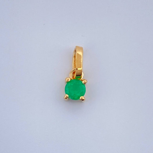 Dije Circular Esmeralda 0.45gr / 1/2 in / Oro Amarillo 18K %