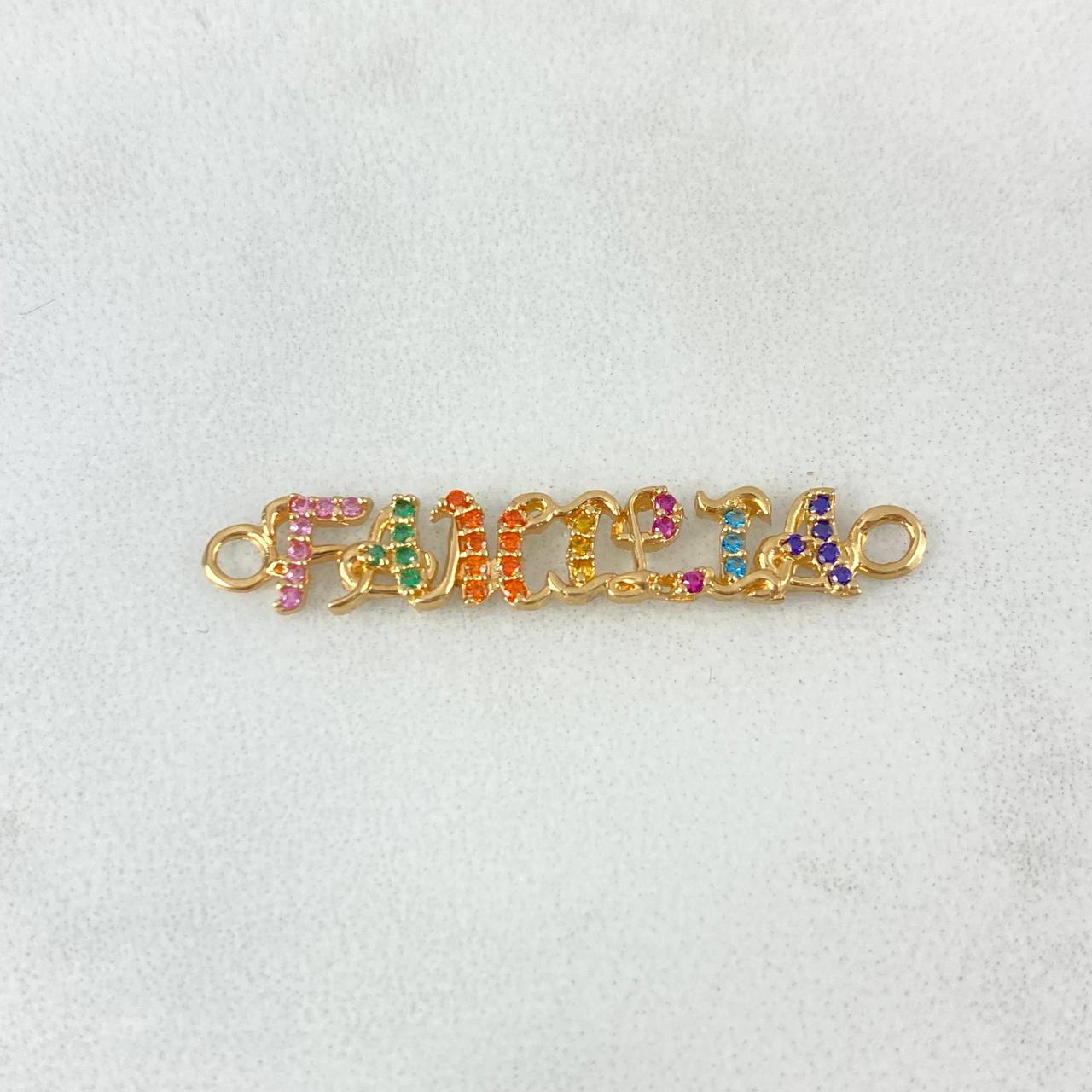 Charm Family 1.3gr / 3.5cm / Lilac-Green-Orange-Yellow-Fuchsia-Blue-Mixed Yellow Gold Zircons Charm Family 1.3gr / 3.5cm / Lilac-Green-Orange-Yellow-Fuchsia-Blue-Mixed Yellow Gold Zircons