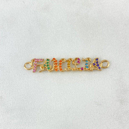 Charm Family 1.3gr / 3.5cm / Lilac-Green-Orange-Yellow-Fuchsia-Blue-Mixed Yellow Gold Zircons