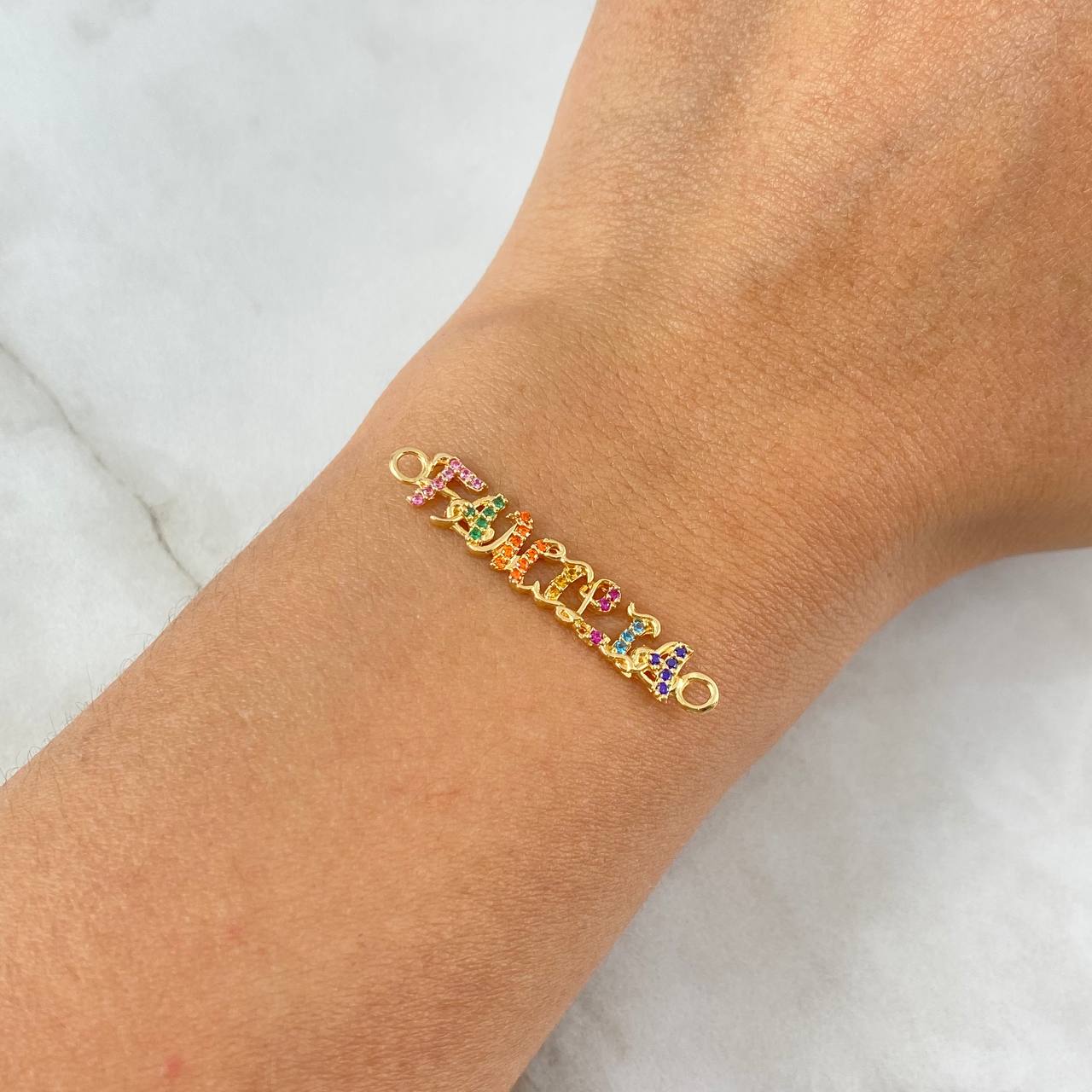 Charm Family 1.3gr / 3.5cm / Lilac-Green-Orange-Yellow-Fuchsia-Blue-Mixed Yellow Gold Zircons Charm Family 1.3gr / 3.5cm / Lilac-Green-Orange-Yellow-Fuchsia-Blue-Mixed Yellow Gold Zircons