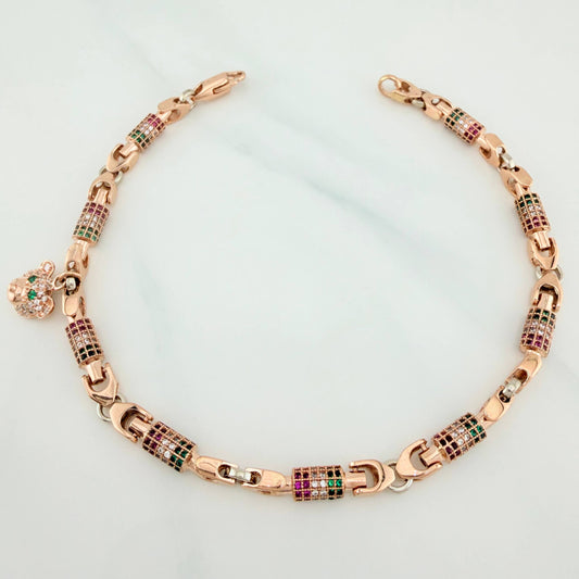 Tobillera Rustica Oso 24.75 g / 9 3/4 in / 4.7 mm Oro Rosa 18K