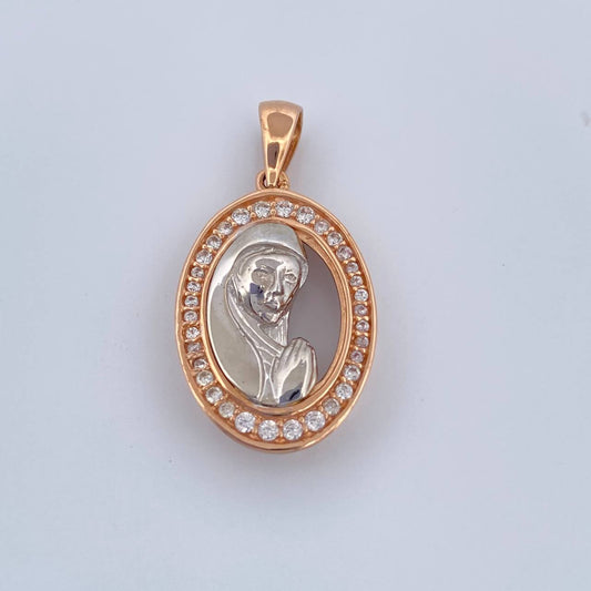 Dije Virgen Maria 3.6gr / 1 in / Dos Oros Blanco Rosa 18K %