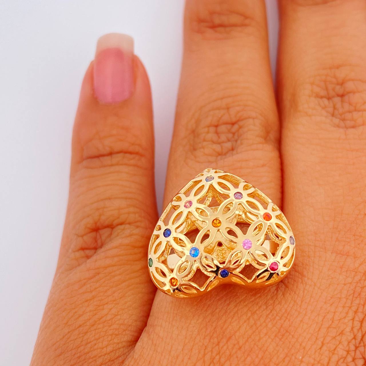 Anillo Corazon Filigrama 6gr / T7 1/2 / Oro Amarillo 18K % Anillo Corazon Filigrama 6gr / T7 1/2 / Oro Amarillo 18K %