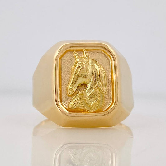 Anillo Caballo Herradura 3.85g / T8 3/4 Oro Amarillo 18K