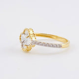 Anillo Trebol Blanco 2gr / T6 / Dos Oros Amarillo Blanco Nac.Esp. 18K © Anillo Trebol Blanco 2gr / T6 / Dos Oros Amarillo Blanco Nac.Esp. 18K ©