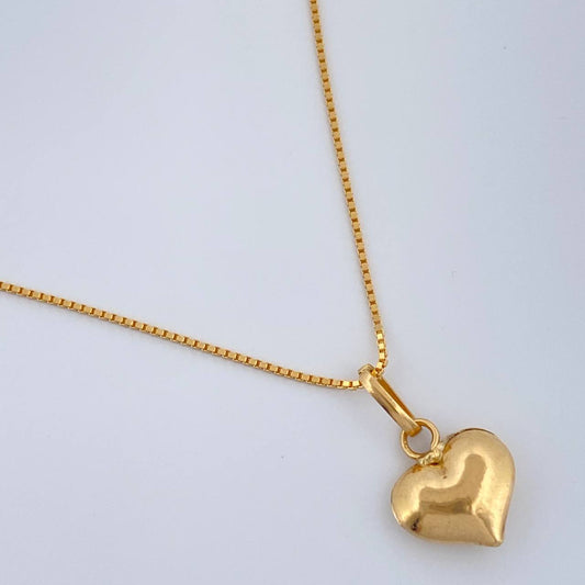 Set Cadena y Dije Veneciana+Corazon 1.55gr / 17 3/4 in / 0.35mm Oro Amarillo 18K $