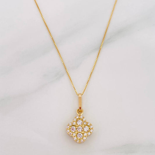 Set Cadena Veneciana + Dije Trebol / 2.15 g / 17 3/4 in Oro Amarillo 18K