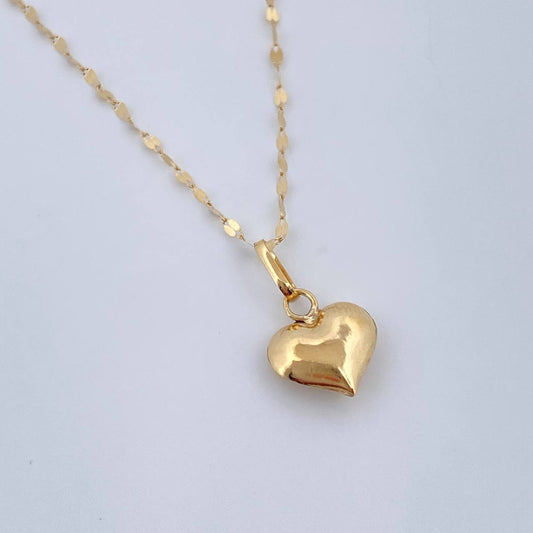 Set Cadena y Dije Flor Espejo+Corazon 0.65gr / 17 3/4 in / 0.34mm Oro Amarillo 18K $