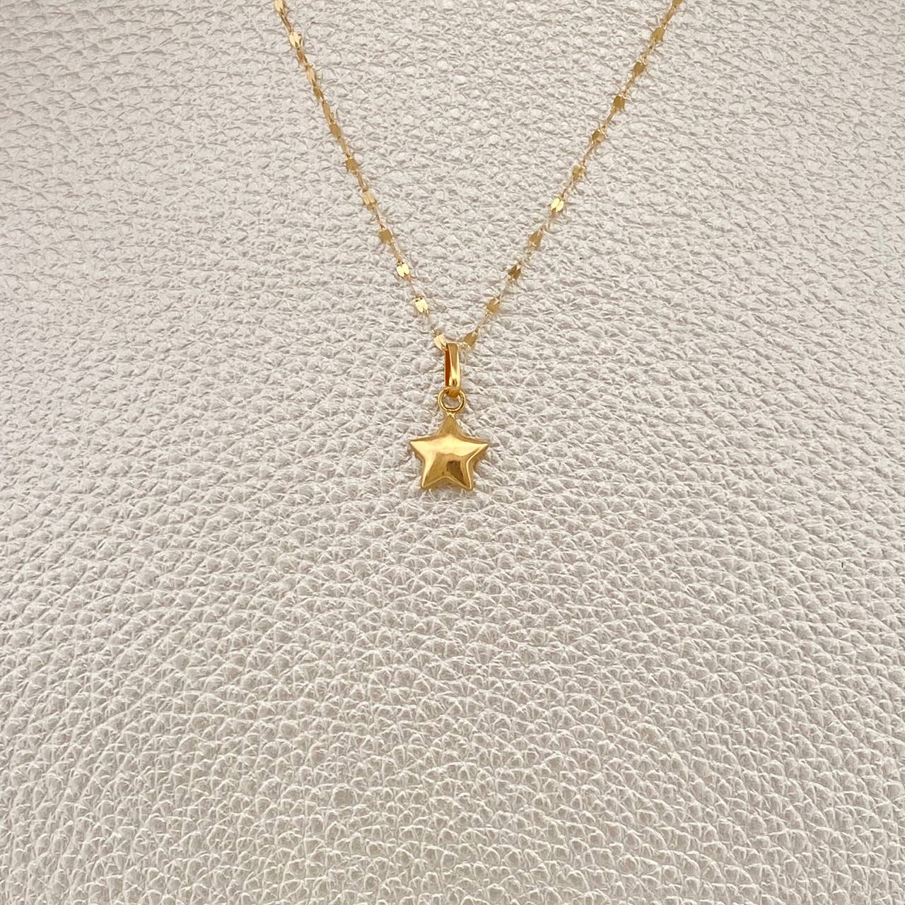 Set Cadena y Dije Flor Espejo+Estrella 0.65gr / 17 3/4 in / 0.4mm Oro Amarillo 18K $ Set Cadena y Dije Flor Espejo+Estrella 0.65gr / 17 3/4 in / 0.4mm Oro Amarillo 18K $