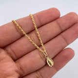 Set Cadena y Dije Lazo+ Virgen Guadalupe 1.4gr / 15 3/4 in / 1.4mm Oro Amarillo 18K $ Set Cadena y Dije Lazo+ Virgen Guadalupe 1.4gr / 15 3/4 in / 1.4mm Oro Amarillo 18K $