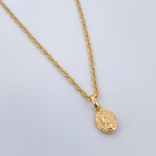Set Cadena y Dije Lazo+ Virgen Guadalupe 1.25gr / 15 3/4 in / 1.2mm Oro Amarillo 18K $