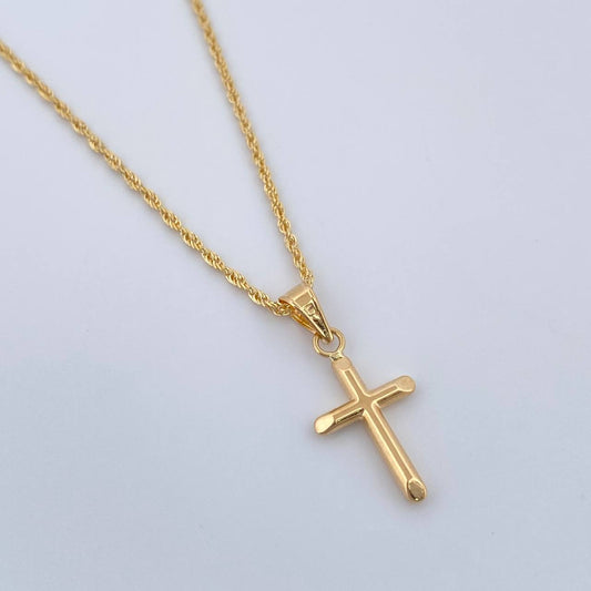 Set Cadena y Dije Lazo+Cruz 1.25gr / 15 3/4 in / 1.1mm Oro Amarillo 18K $