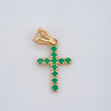 Dije Cruz Esmeraldas 0.6gr / 3/4 in / Oro Amarillo 18K & Dije Cruz Esmeraldas 0.6gr / 3/4 in / Oro Amarillo 18K &