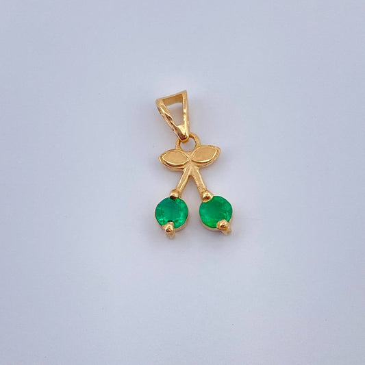 Dije Cereza Esmeralda 0.9gr / 3/4 in / Oro Amarillo 18K &