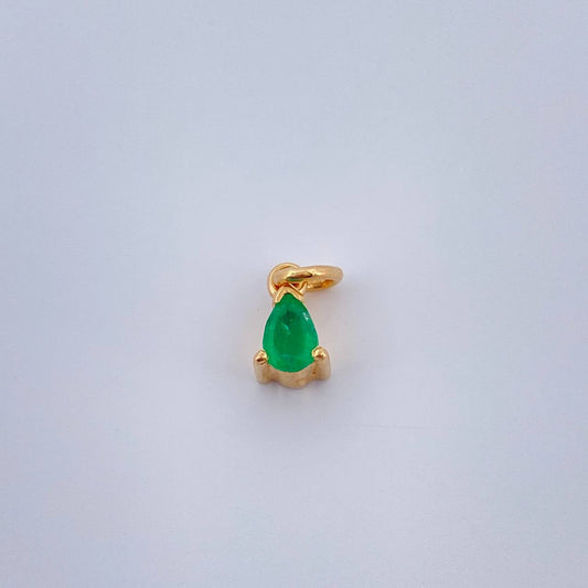 Dije Gota Esmeralda 0.9gr / 1/2 in / Oro Amarillo 18K &