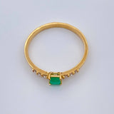 Anillo Churumbela Cuadrado Esmeralda Diamantes 1.8gr / T7 3/4 / Oro Amarillo 18K $ Anillo Churumbela Cuadrado Esmeralda Diamantes 1.8gr / T7 3/4 / Oro Amarillo 18K $