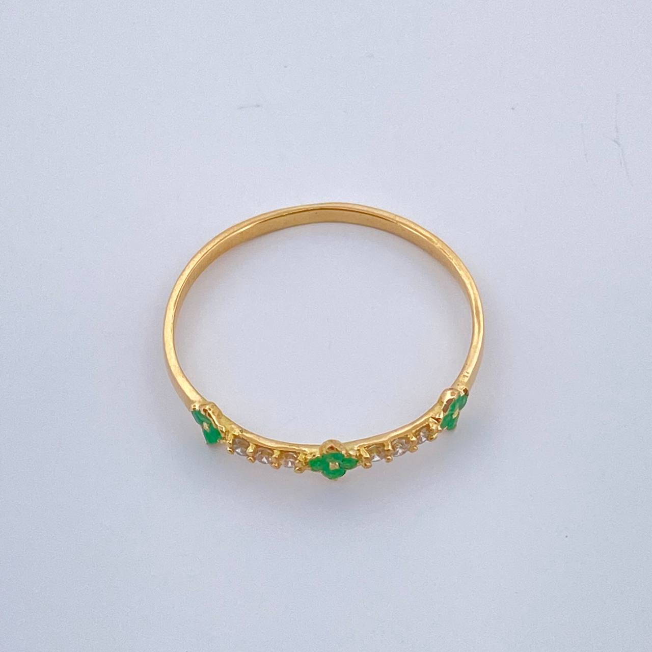 Anillo Flores Mini Esmeralda 0.9gr / T5 1/2 / Oro Amarillo 18K & Anillo Flores Mini Esmeralda 0.9gr / T5 1/2 / Oro Amarillo 18K &