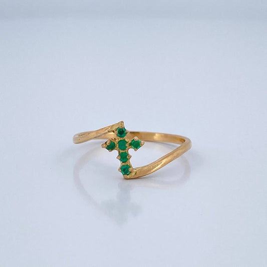 Anillo Cruz Esmeraldas 1.15gr / T5 3/4 / Oro Amarillo 18K &