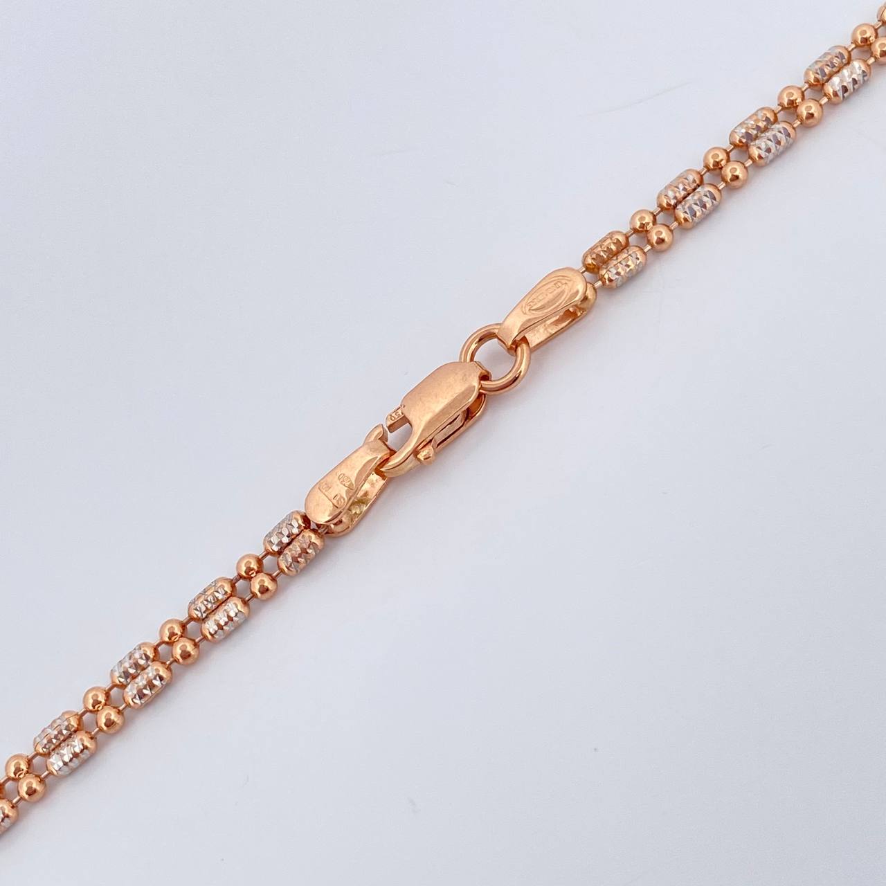 Cadena Morse 10.85gr / 23 3/4 in / 2.93mm Dos Oros Blanco Rosa +3 18K % Cadena Morse 10.85gr / 23 3/4 in / 2.93mm Dos Oros Blanco Rosa +3 18K %