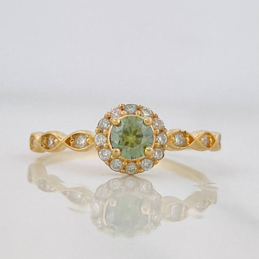 Halo Churumbela Ring Moissanites 0.38 pts 1.75g / T7 Yellow Gold 18K