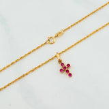 Set Cadena Lazo + Dije Cruz / 1,5 gr / 19 3/4 in Oro Amarillo 18K