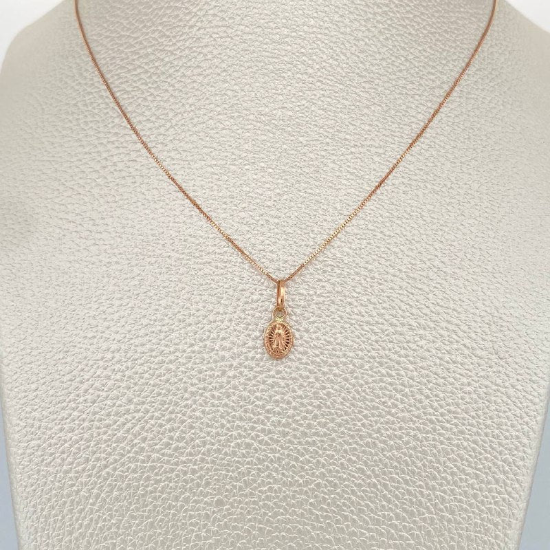 Set Cadena y Dije Veneciana + Virgen Milagrosa 1.65gr / Oro Rosa 18K (Oferta) $