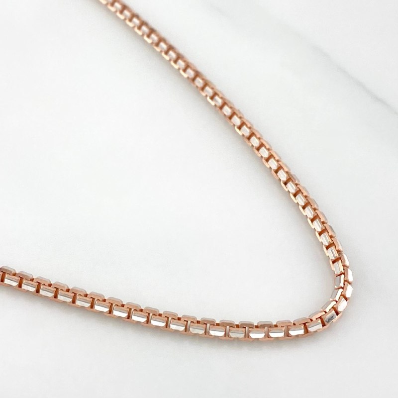 Venetian Chain 17.8 g / 23 3/4 in / 2 mm Two-Tone White Rose Gold 18K
