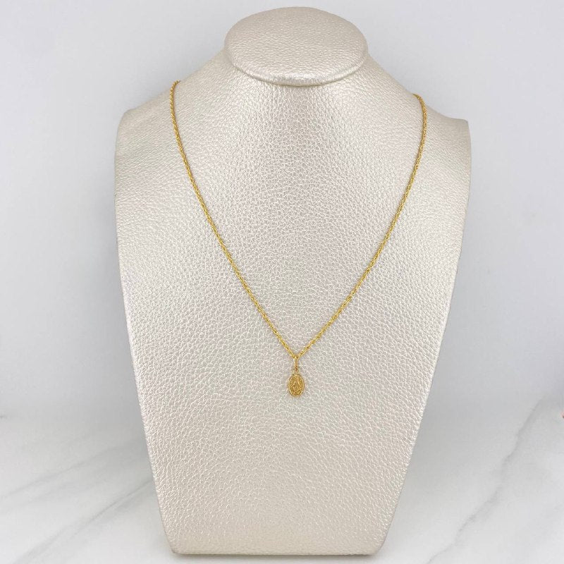 Set Cadena Lazo + Dije Virgen De La Medalla Milagrosa / 1,25 gr / 17 1/2 in Oro Amarillo 18K