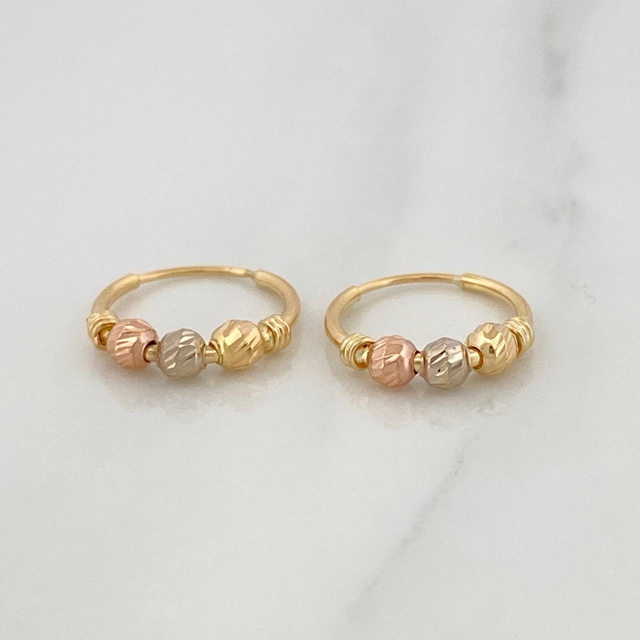 Hoop Earrings Trio 1 g / 1/2 in Three Golds 18K