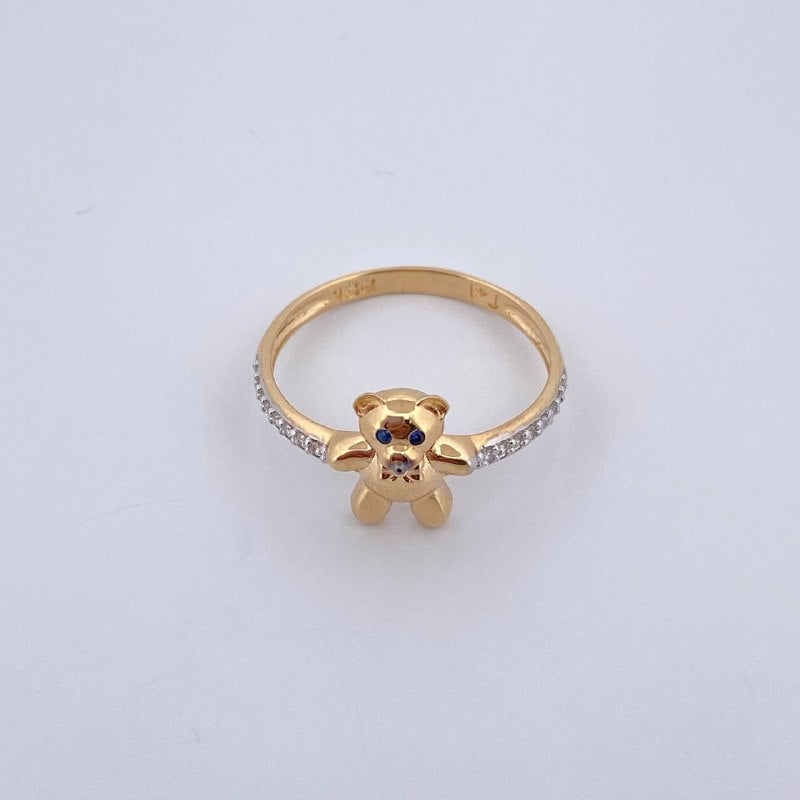 Bow Tie Bear Ring 2.3gr / Size 7 3/4 / 18K Gold $