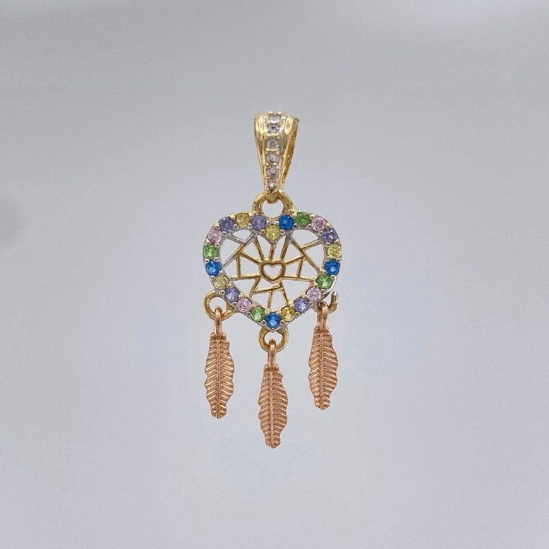 Dije Corazon Atrapasueños 1.5 g / 1 in Dos Oros Amarillo Rosa 18K