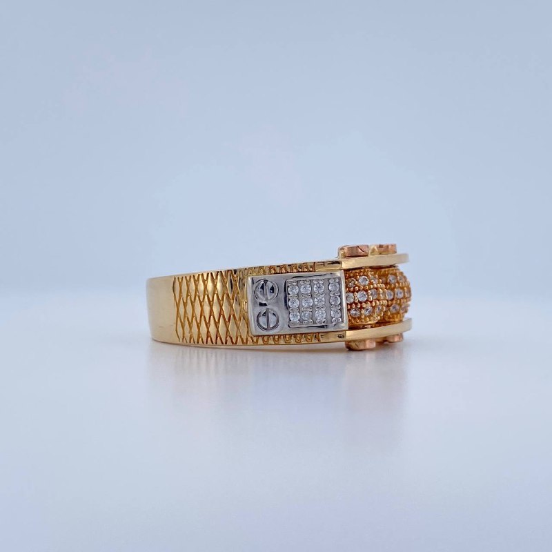 Fire Beads Ring 12.4gr / Size 10 3/4 / Three Golds 18K &