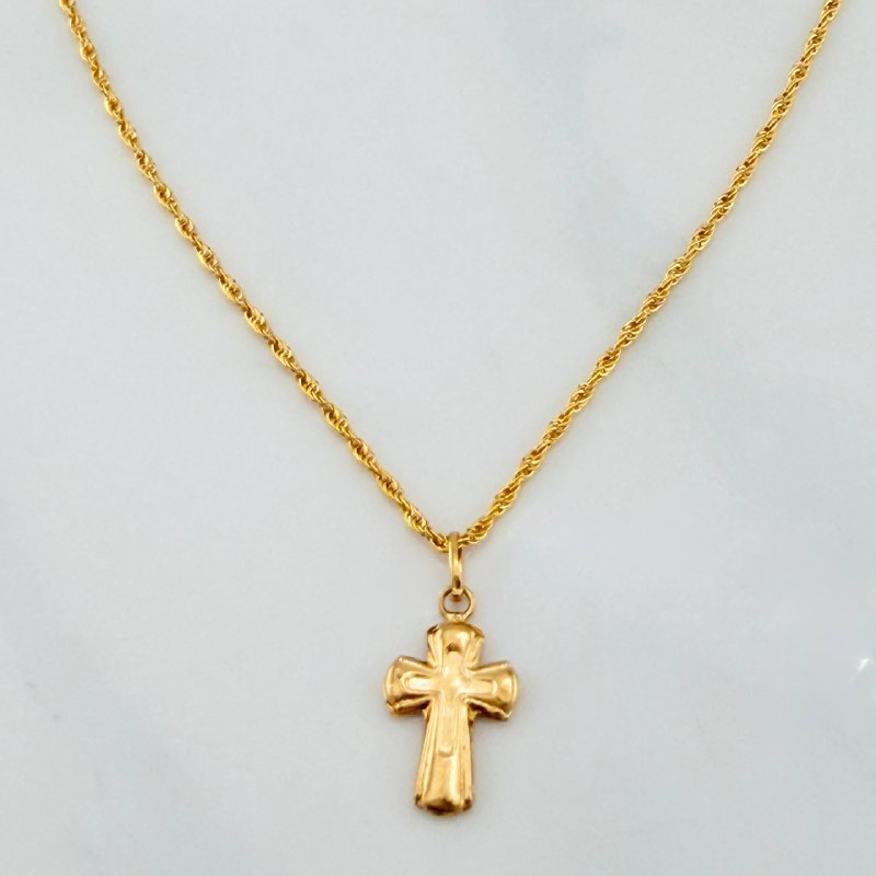 Rope Chain Set + Templar Cross Pendant / 1.35 gr / 17 3/4 in 18K Yellow Gold