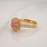 Solitaire Ring Dense Halo 3.85 g / T6 1/2 Yellow Gold 18K