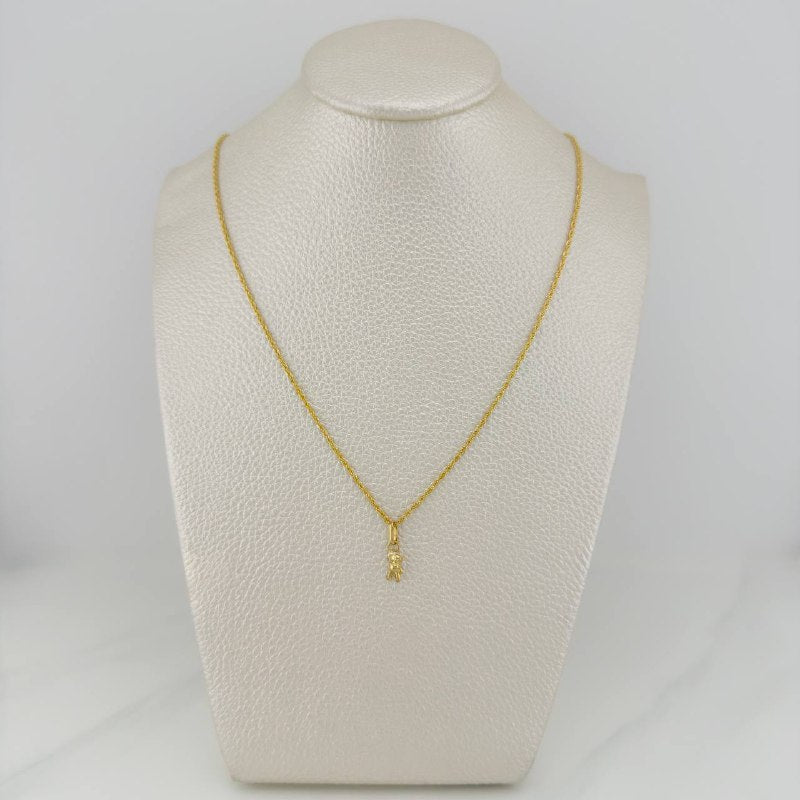 Set Rope Chain + Pendant Bear / 1.2gr / 17 3/4 in Yellow Gold 18K